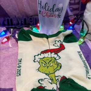 Santa Grinch Official Dr. Seuss Socks With Holiday Cheer Tumbler